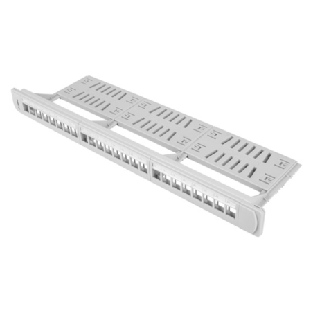 PATCH PANEL LANBERG 24 PUERTOS 1U RACK 19 ORGANIZADOR MODULOS KEYSTONE GRIS