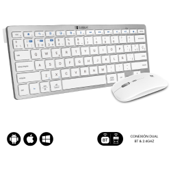 COMBO TECLADO RATON SUBBLIM MULTIDISPOSITIVO BLUETOOTH PLATEADO BLANCO