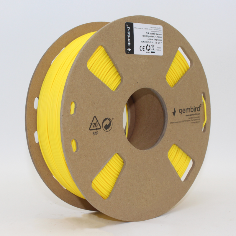 FILAMENTO GEMBIRD PLA AMARILLO 175 MM 1 KG