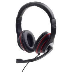 AURICULARES ESTEREO GEMBIRD COLOR NEGRO CON ARO ROJO