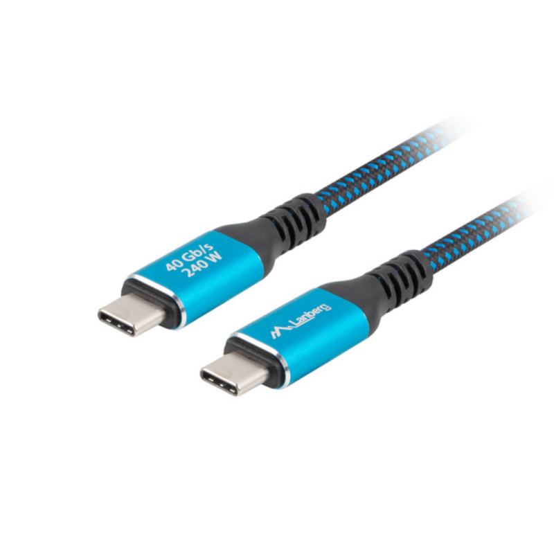 CABLE USB C 40 LANBERG MACHO MACHO 2M 240W 8K 60HZ NEGRO AZUL