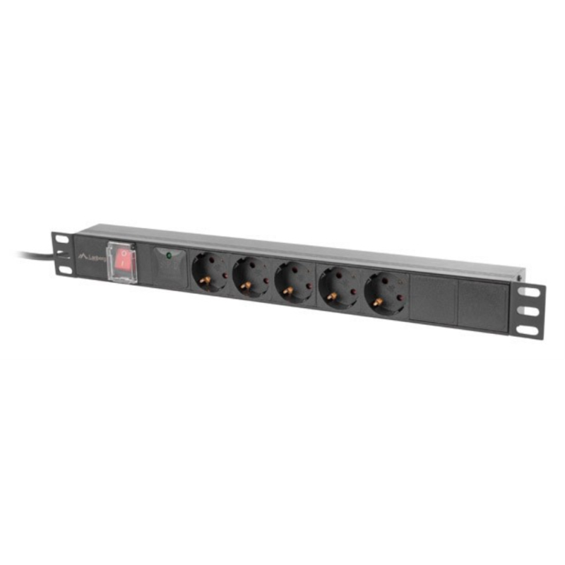 REGLETA LANBERG 1U 16A RACK 19 5X SOCKET SCHUKO NEGRO 2M