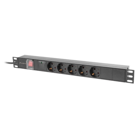 REGLETA LANBERG 1U 16A RACK 19 5X SOCKET SCHUKO NEGRO 2M