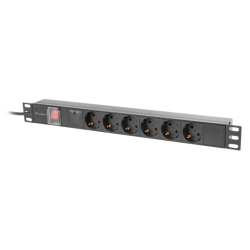 REGLETA LANBERG 1U 16A RACK 19 6X SOCKET SCHUKO NEGRO 2M