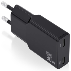 CARGADOR AISENS GAN ULTRA DELGADO 30W 2XUSB C PD30 QC40 NEGRO