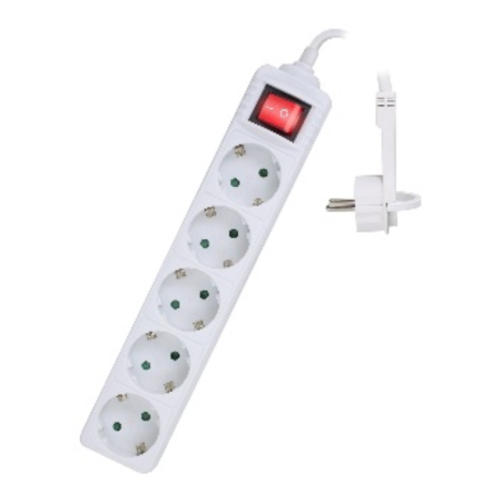 REGLETA EWENT 5 TOMAS SHUKO 16A ENCHUFE PLANO BLANCO