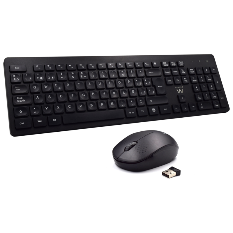 COMBO INALAMBRICO EWENT TECLADO Y RATON ESPANOL NEGRO TECLAS CONCAVAS