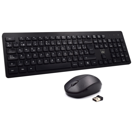 COMBO INALAMBRICO EWENT TECLADO Y RATON ESPANOL NEGRO TECLAS CONCAVAS