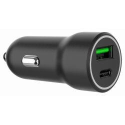 CARGADOR RAPIDO PARA COCHE GEMBIRD CON 2 PUERTOS USB TIPO C PD 20 W NEGRO