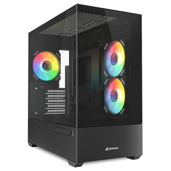 CAJA GAMING mATX SHARKOON MK6 RGB 3XVENT 120MM 2XUSB SN FUENTE NEGRO