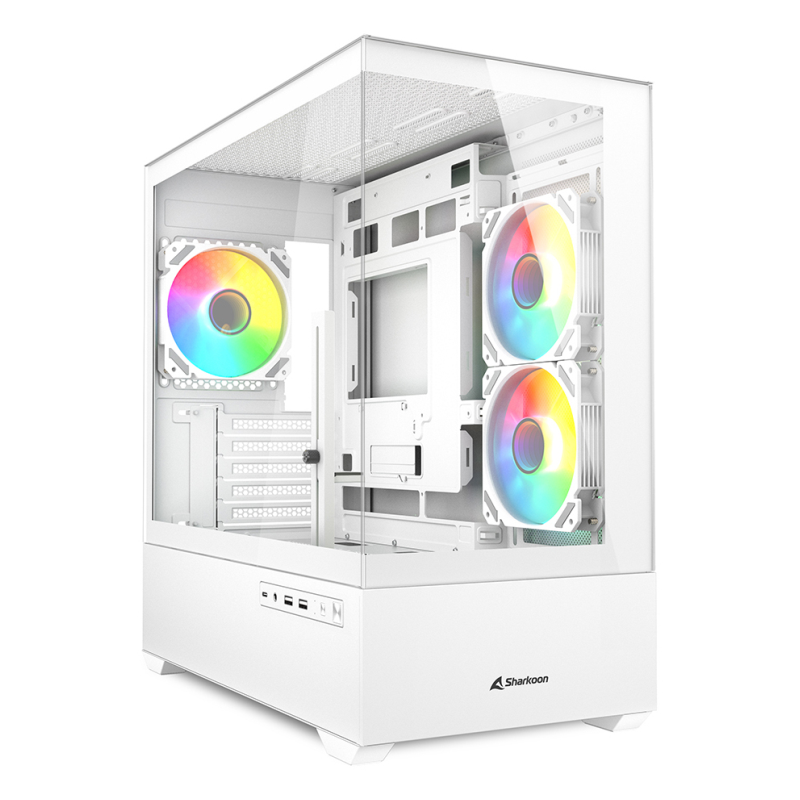 CAJA GAMING SHARKOON MK6 RGC MICRO ATX BLANCO 3XVENT 120MM 2XUSB SN FUENTE