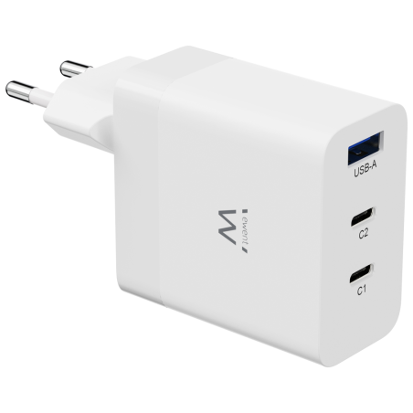 CARGADOR MOVIL EWENT CARGA RAPIDA PUERTOS 2 USB C Y 1 USB A 65W BLANCO