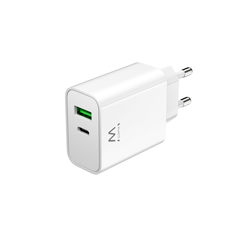 CARGADOR MOVIL EWENT CARGA RAPIDA PUERTOS USB C Y USB A 30W BLANCO