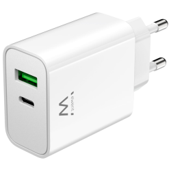 CARGADOR MOVIL EWENT CARGA RAPIDA PUERTOS USB C Y USB A 30W BLANCO