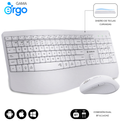 COMBO TECLADO RATON SUBBLIM PROWAVE INALAMB ERGO BLANCO