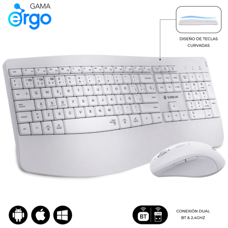 COMBO TECLADO RATON SUBBLIM PROWAVE INALAMB ERGO BLANCO