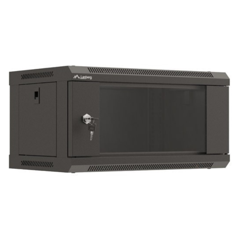 ARMARIO LANBERG MURAL RACK 19 4U 540X350 FLAT PACK NEGRO PUERTA CRISTAL