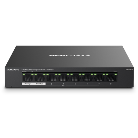SWITCH MERCUSYS MS108GP 8 PUERTOS GIGABIT 7 PUERTOS POE