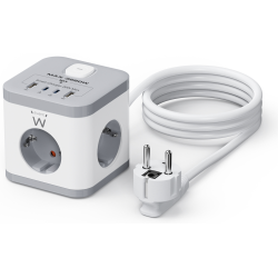 REGLETA CUBO EWENT BLOQUE 3 TOMAS SHUCKO 2 USB A 2USB C