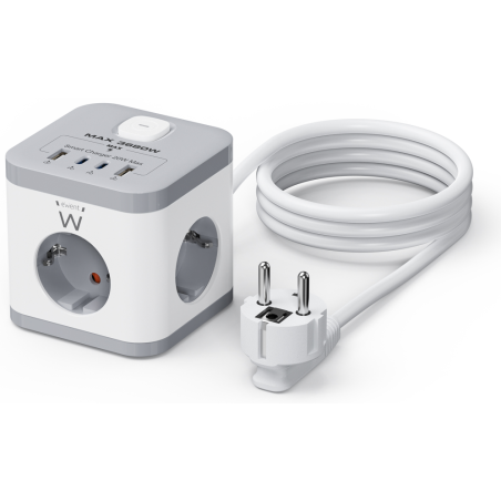 REGLETA CUBO EWENT BLOQUE 3 TOMAS SHUCKO 2 USB A 2USB C