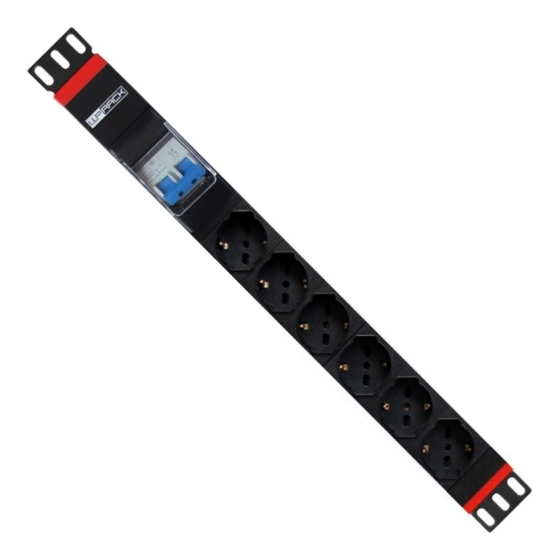REGLETA RACK WP 19 6 TOMAS ITA SCHUKO CON INTERRUPTOR MAGNETO TERMICO