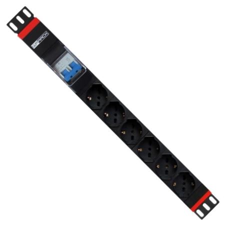 REGLETA RACK WP 19 6 TOMAS ITA SCHUKO CON INTERRUPTOR MAGNETO TERMICO