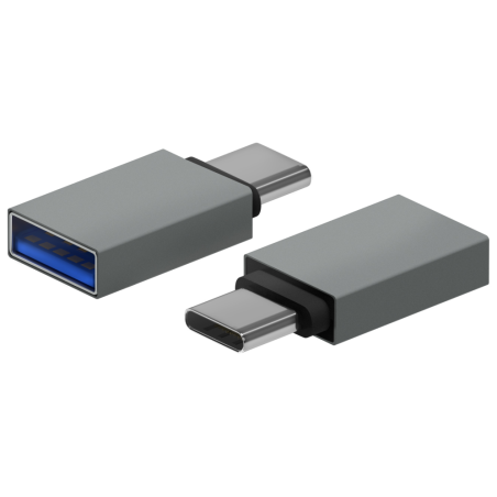MINI ADAPTADOR AISENS ALUMINIO USB 32 GEN1 3A USB C M A H GRIS