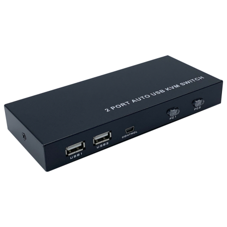 CONMUTADOR KVM AISENS HDMI 4K60HZ USB 1U 2PC CON ALIMENTACION NEGRO