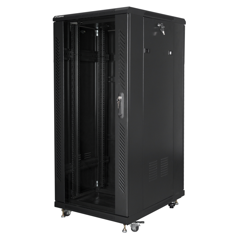 ARMARIO LANBERG RACK 19 27U 600X800 FLAT PACK NEGRO PUERTA CRISTAL CON LCD