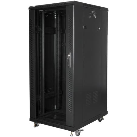 ARMARIO LANBERG RACK 19 27U 600X800 FLAT PACK NEGRO PUERTA CRISTAL CON LCD