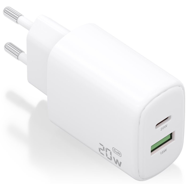 CARGADOR AISENS GAN 20W 1XUSB C PD30 1XUSB A QC30 BLANCO