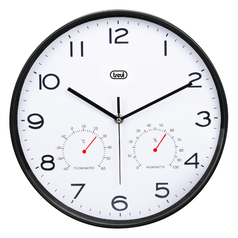 RELOJ PARED TREVI OM 3510 T 30CM WALL CLOCKTERMHYGROM BLACK
