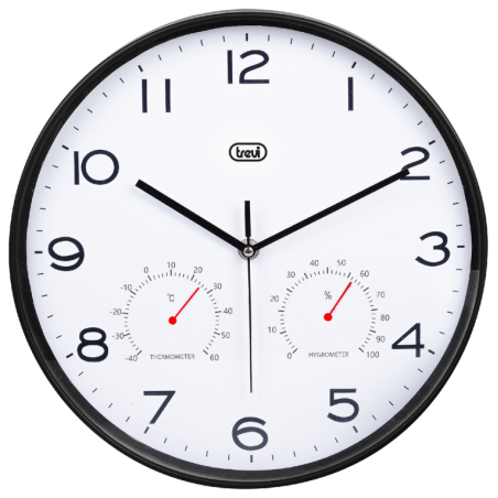 RELOJ PARED TREVI OM 3510 T 30CM WALL CLOCKTERMHYGROM BLACK