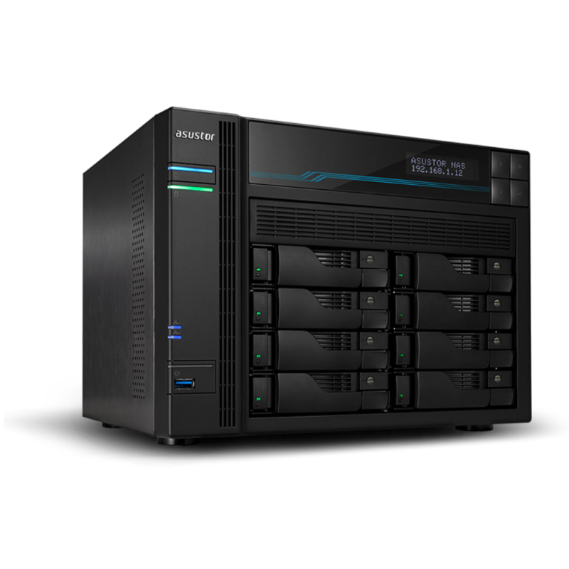 NAS ASUSTOR TOWER 8 BAY QUAD CORE 8GB DDR4 10 GBE X 2 25 GBE X 2 USB 32