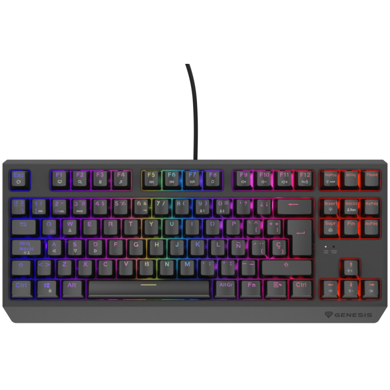 TECLADO GAMING GENESIS THOR230 TKL RGB MECANICO NEGRO SWITCH OUTEMUROJO HOT SWAP