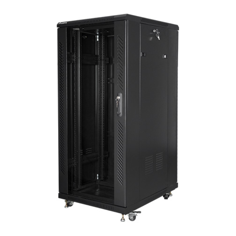 ARMARIO LANBERG 19 27U 600X800 FLAT PACK NEGRO CON PUERTA DE CRISTAL