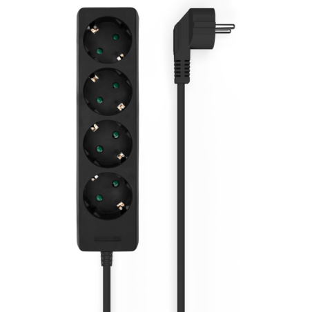 REGLETA AISENS BASE 4 TOMAS SIN INTERRUPTOR CABLE 3x15MM2 14M NEGRO