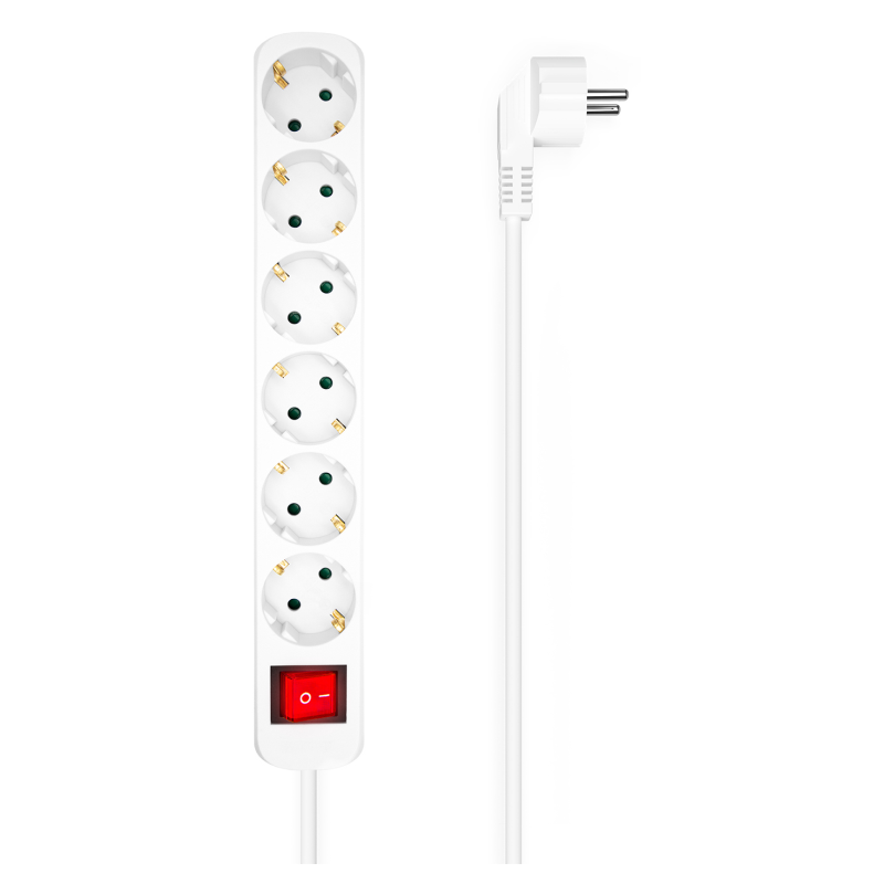 REGLETA AISENS BASE 6 TOMAS INTERRUPTOR CABLE 3x15MM2 14M BLANCO