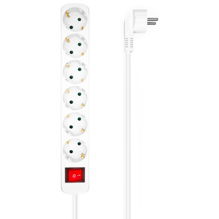 REGLETA AISENS BASE 6 TOMAS INTERRUPTOR CABLE 3x15MM2 14M BLANCO