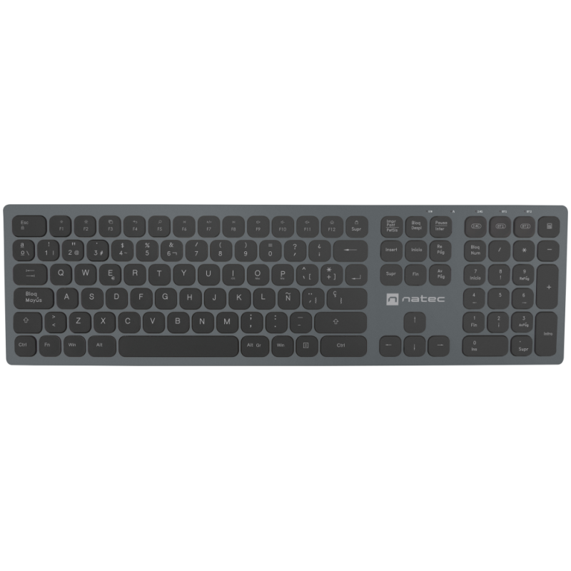 TECLADO WIRELESS NATEC DOLPHIN SLIM SWITCH X SCISSOR BT50 BT30 24GHz ALUMINIO