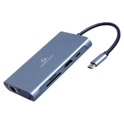ADAPTADOR MULTIP GEMBIRD USBC 7EN1 HUB30HDMIVGAPDLECTOR TARJETASAUDIOGRIS