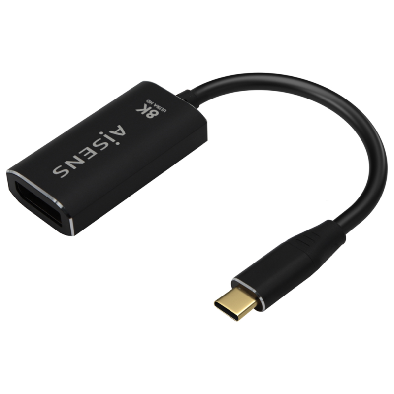 CABLE CONVERSOR AISENS ALUMINIO USB C A DISPLAYPORT 8K60HZ NEGRO 15CM