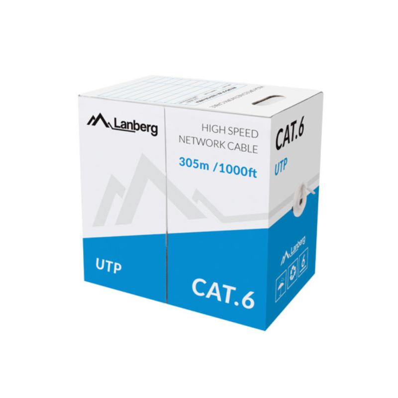 BOBINA CABLE RED LANBERG UTP RJ45 CAT6 SOLIDO CU AWG24 CPR 305M GRIS FLUKE