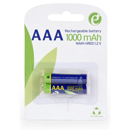 PILAS AAA GEMBIRD NI MH RECARGABLE 1000MAH 2PCS BLISTER PACK