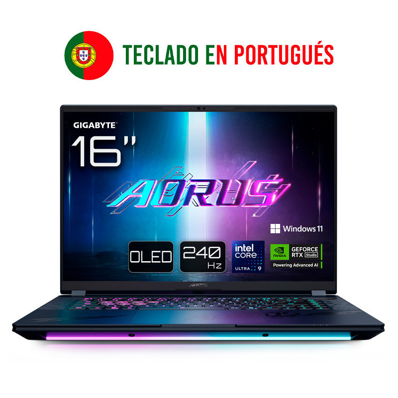 PORTATIL GIGABYTE AORUS MASTER 16 U9 275HX RTX 5090 32GB 1TB 16OLED W11P