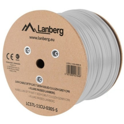 BOBINA CABLE RED LANBERG SFTP RJ45 CAT7 SOLIDO CU AWG23 LSZH CPR 305M GRIS FLU