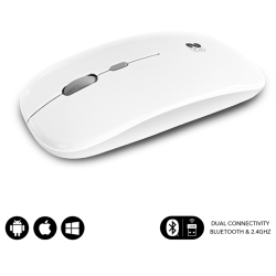 RATON SUBBLIM DUAL FLAT MOUSE WHITE RECHARGEABLE