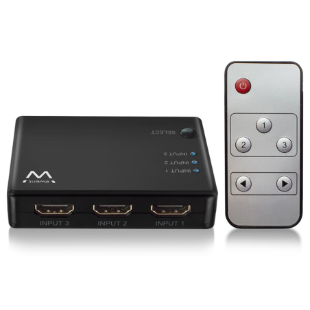 CONMUTADOR EWENT HDMI 3 PUERTOS 4K 30HZ USB MANDO A DISTANCIA