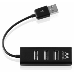 HUB EWENT USB 20 HIGH SPEED USB A 4 PUERTOS NEGRO
