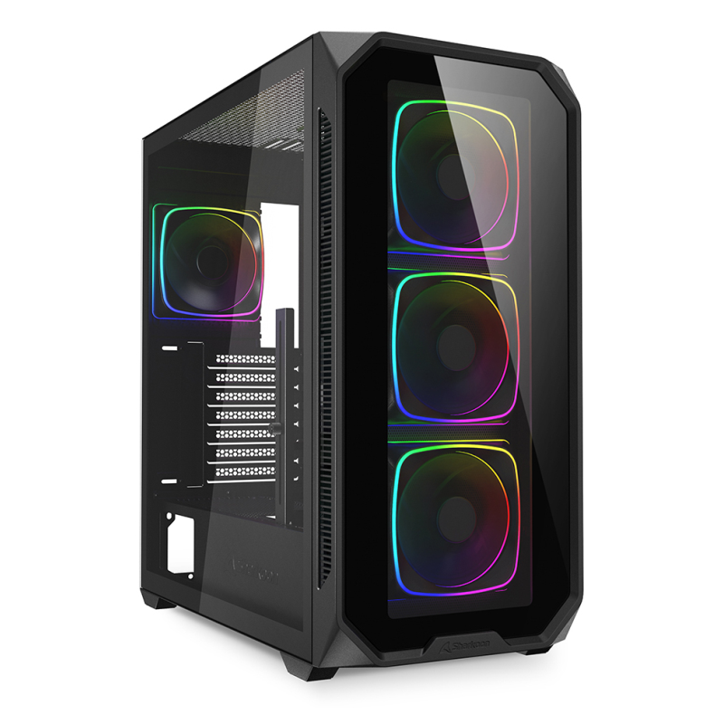 CAJA GAMING SHARKOON AK5G RGB ATX NEGRO 4XVENT 120MM 3XUSB SN FUENTE